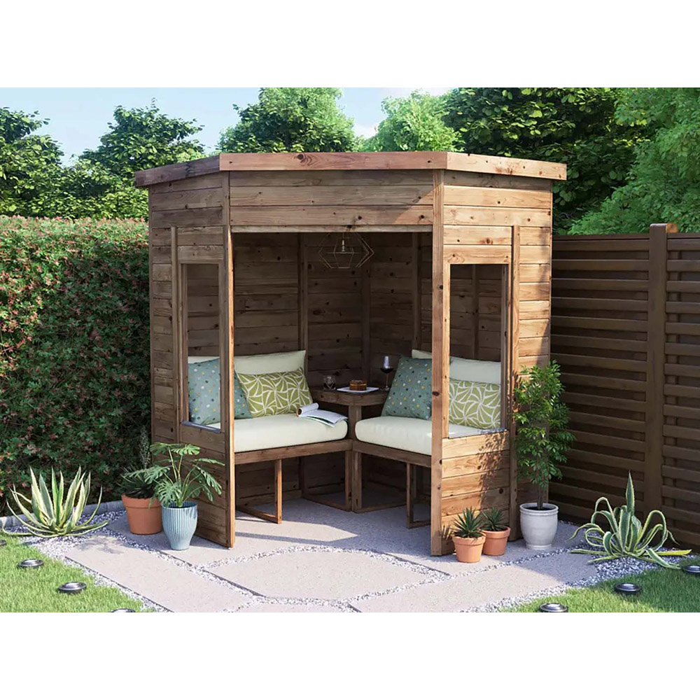 Dunster House Apocallipo 2 Seater 6 x 6ft Brown Corner Arbour with Glazed Panels Image 3
