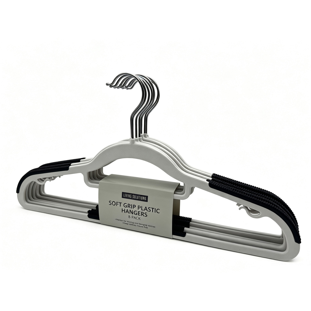 Pack of 8 Living Solutions Soft Grip Hangers Image 3