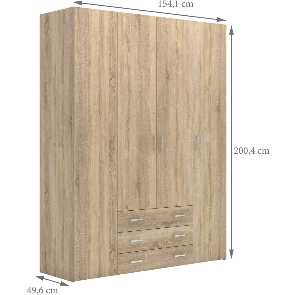 Florence Space 4 Door 3 Drawer Oak Wardrobe Image 6