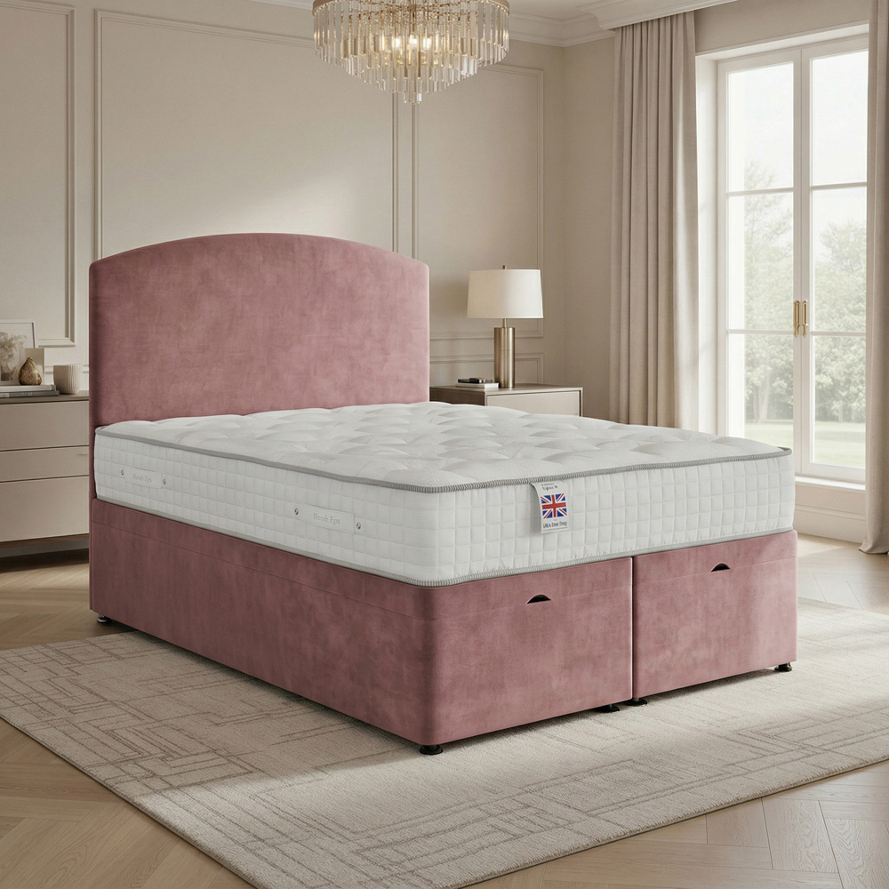 DS Living Opulence Double Pink Velvet Upholstered Ottoman Bed Image 4