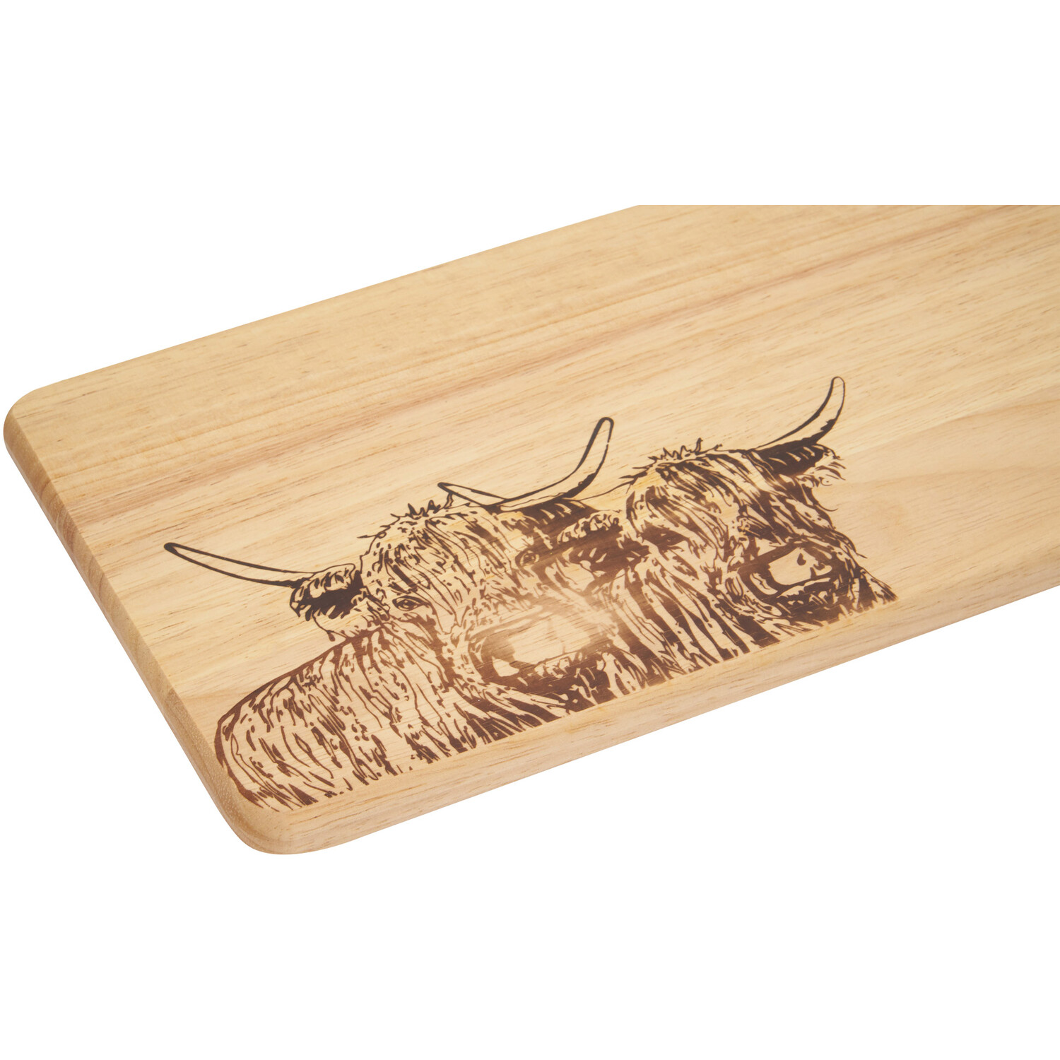 Highland Cow Paddle Chopping Board - Oak Image 2