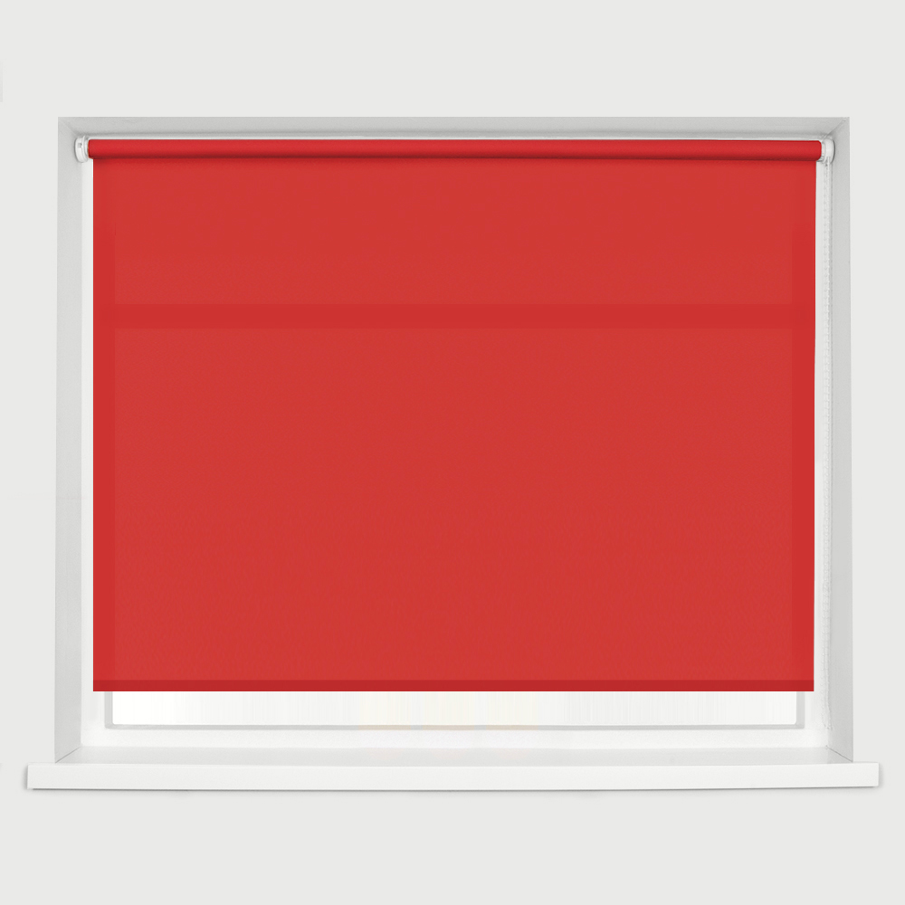 Caecus Straight Edge Roller Blind Red 150cm Image 1