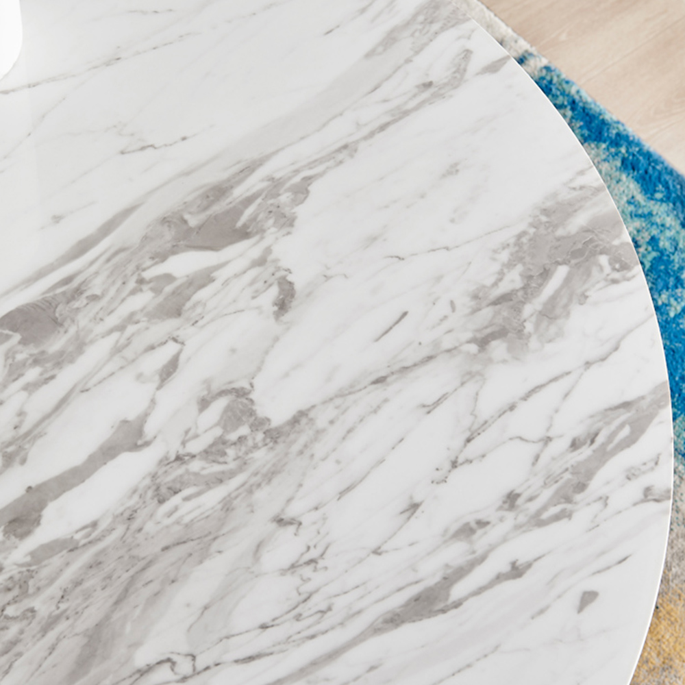 Furniturebox Arona 4 Seater Round Dining Table White Marble and Silver Image 2