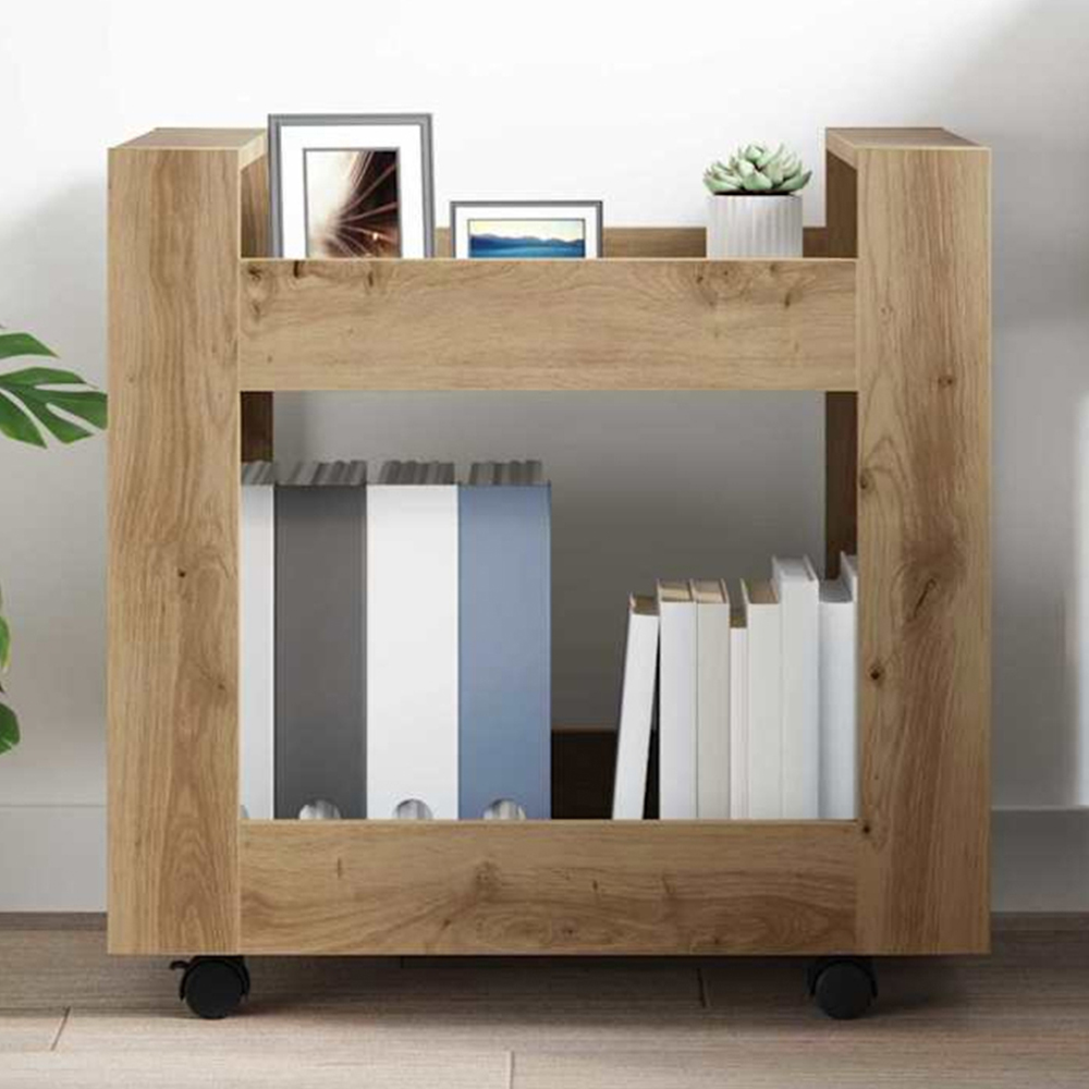 vidaXL 2 Shelf Artisan Oak Wooden Desk Trolley Image 1