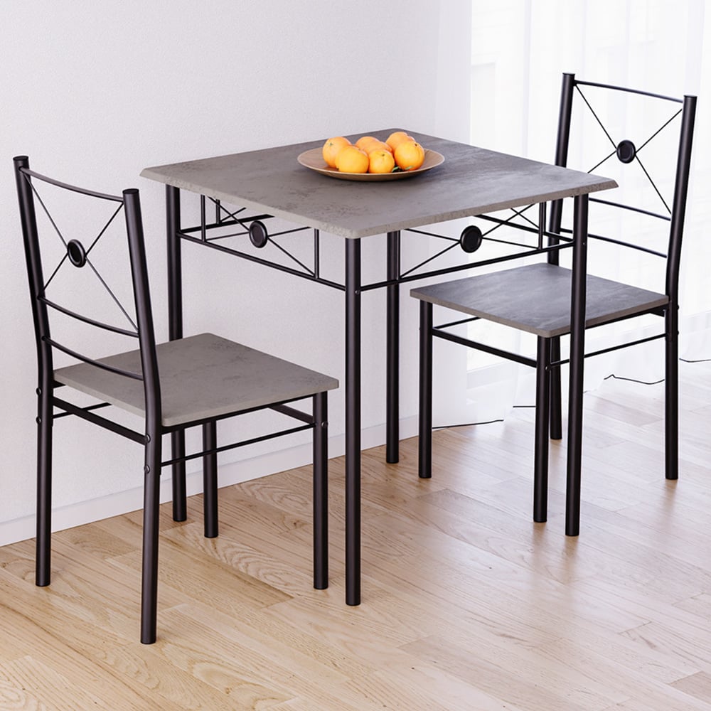 Vida Designs Roslyn 2 Seater Square Dining Set Concrete Grey Image 1