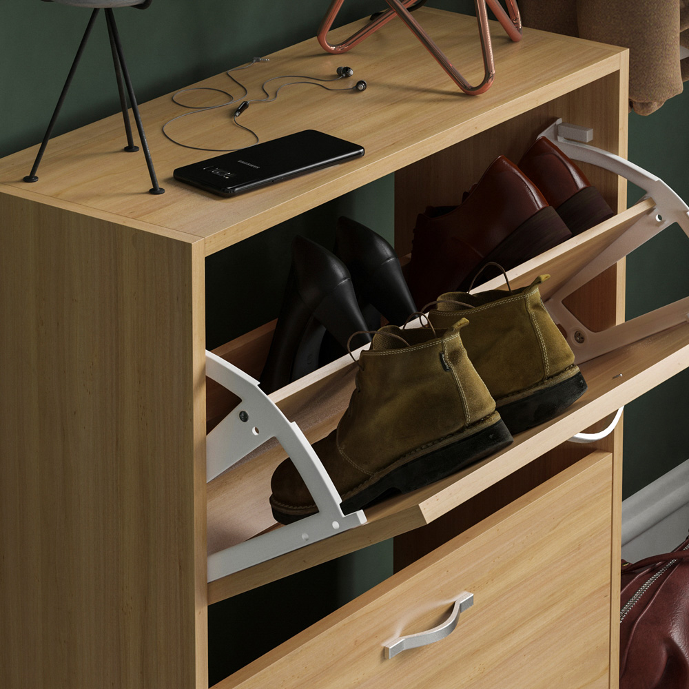 Vida Designs Pine Effect 2 Drawer Shoe Cabinet Image 4