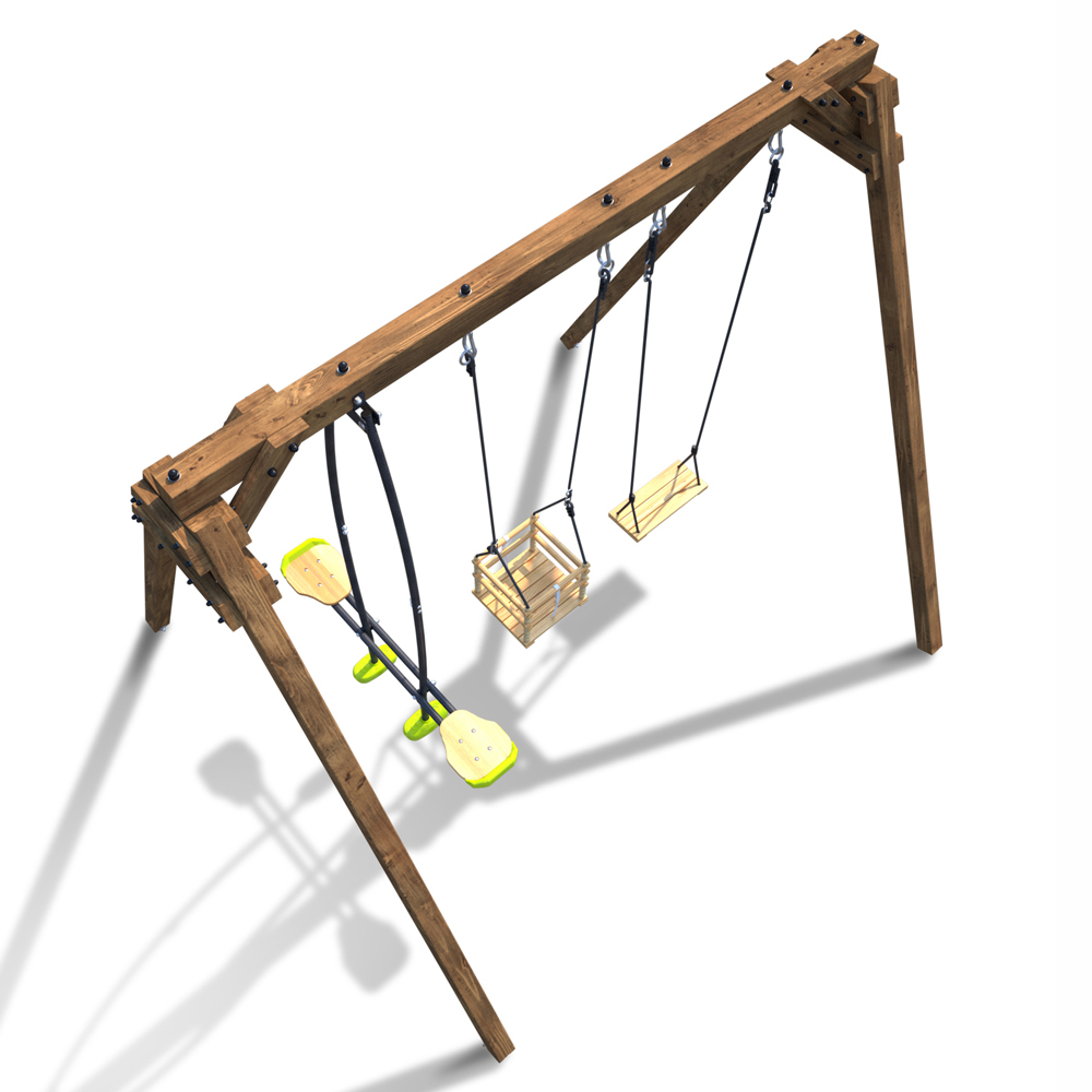 Soulet Pierre Kids Wooden Triple Swing Set Image 4