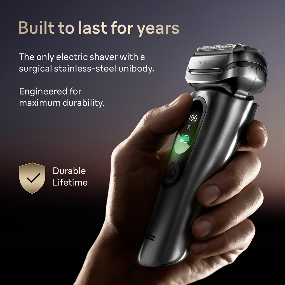 Braun Nevo AeroTouch Silver Electric Shaver with Travel Case and Cleaning Brush Image 4