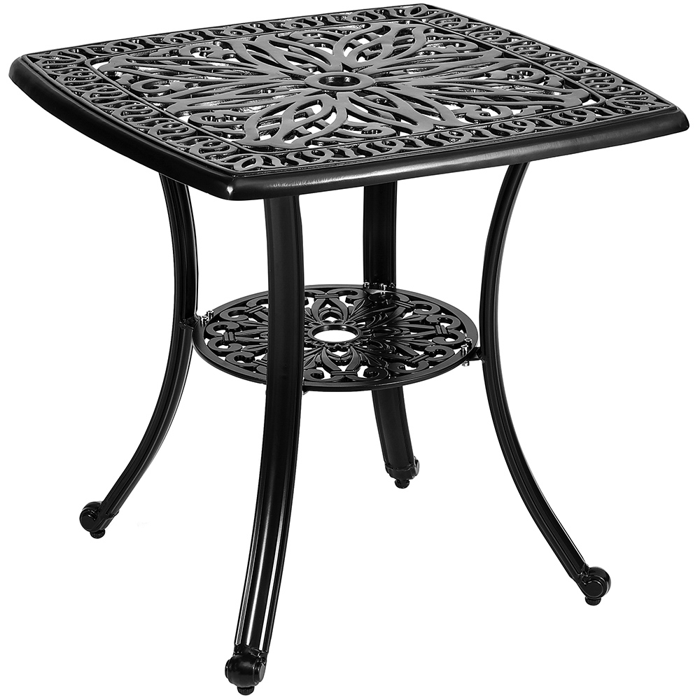 Living and Home Cast Aluminium Square Bistro Table Black Image 2