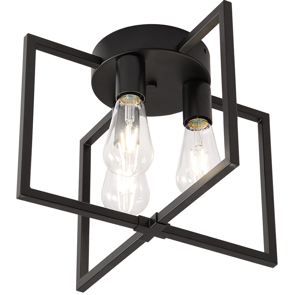 Living and Home 3 Light Black Geometric Metal E27 Ceiling Light Image 1