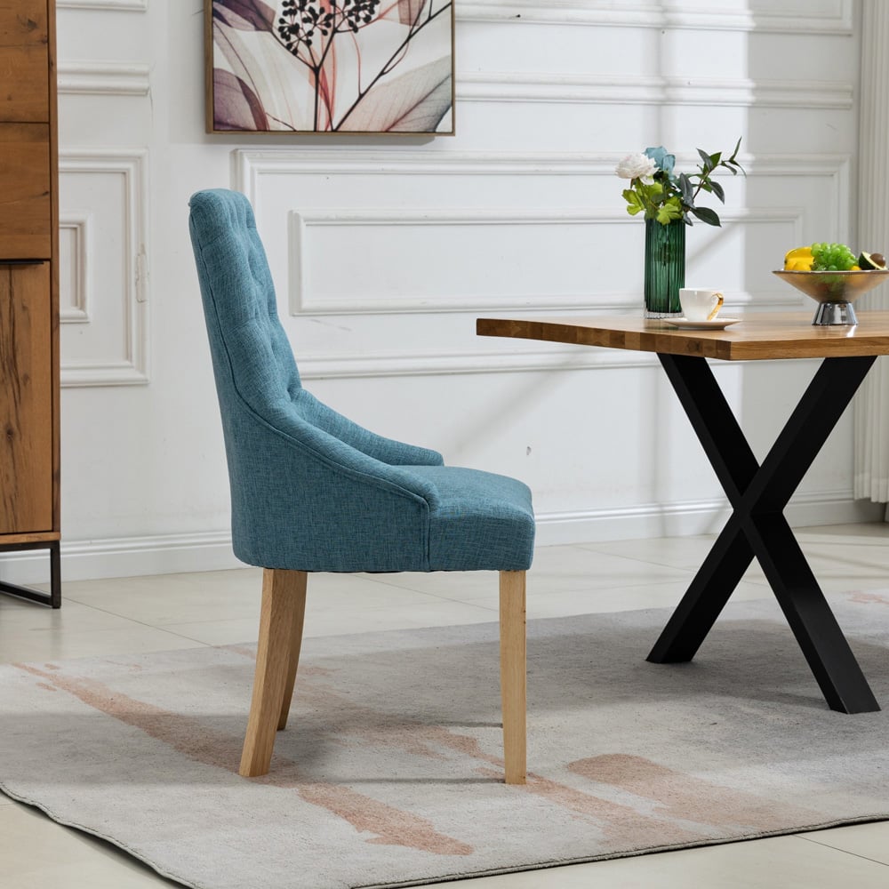 Artemis Home Ravenna Set of 2 Teal Fabric Dining Chair Image 4