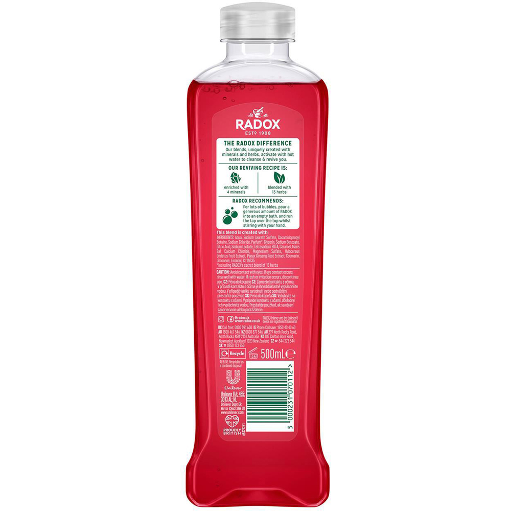 Radox 100% Nature Inspired Fragrance Muscle Therapy Bath Soak 500ml 6 Pack Image 4