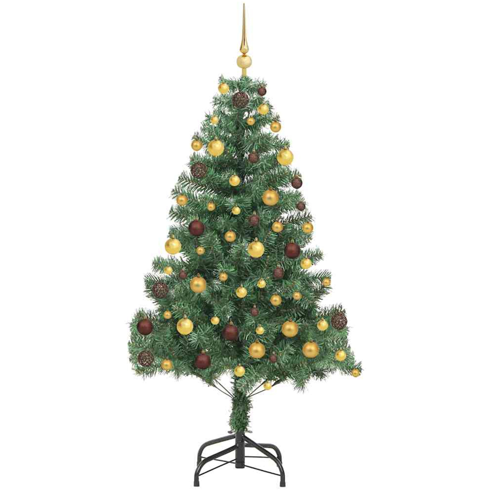 vidaXL Pre-Lit Gold Baubles Green Artificial Christmas Tree 6ft Image 4