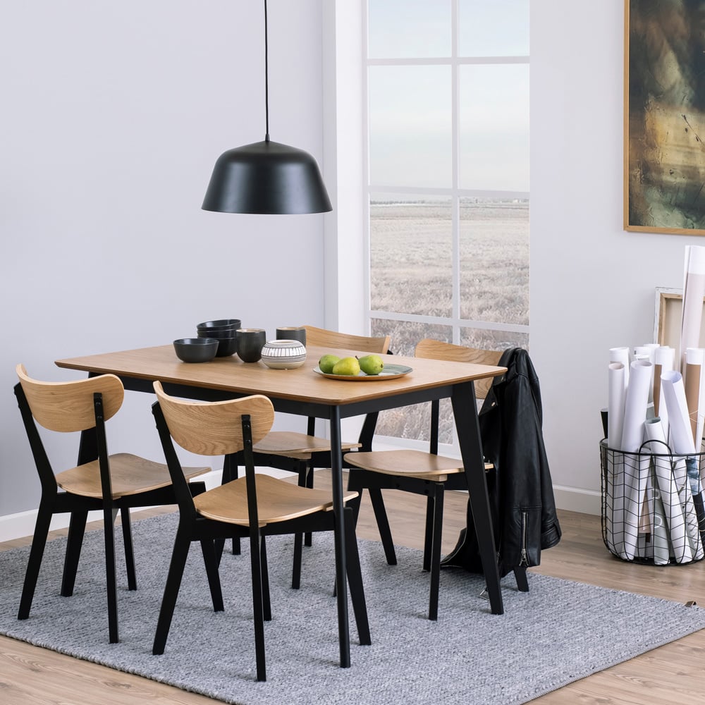 Florence Roxby 4 Seater Dining Table Set Oak and Black Image 9