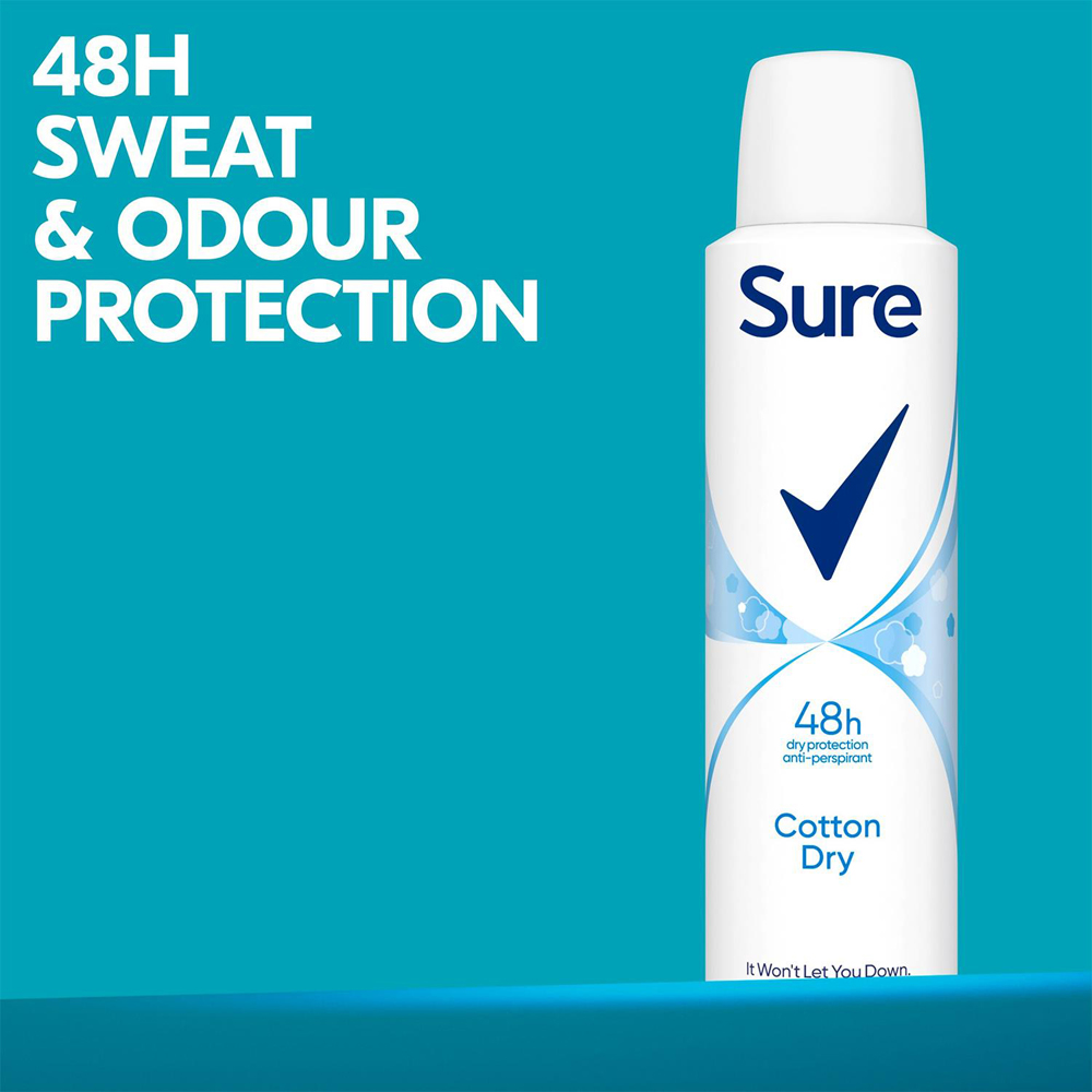 Sure Women Anti-Perspirant Cotton Dry Deodorant Spray 150ml 12 Pack Image 5