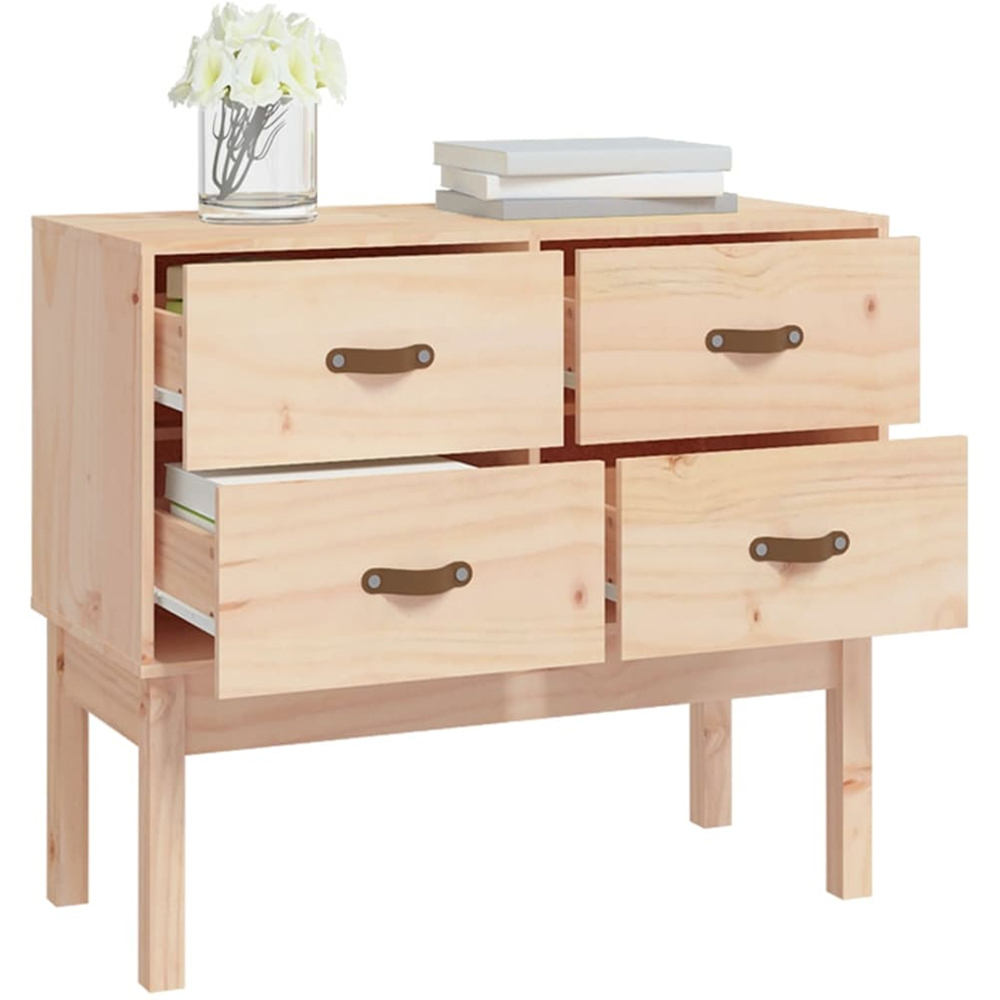 vidaXL 4 Drawer Brown Solid Pine Wood Console Cabinet Image 3