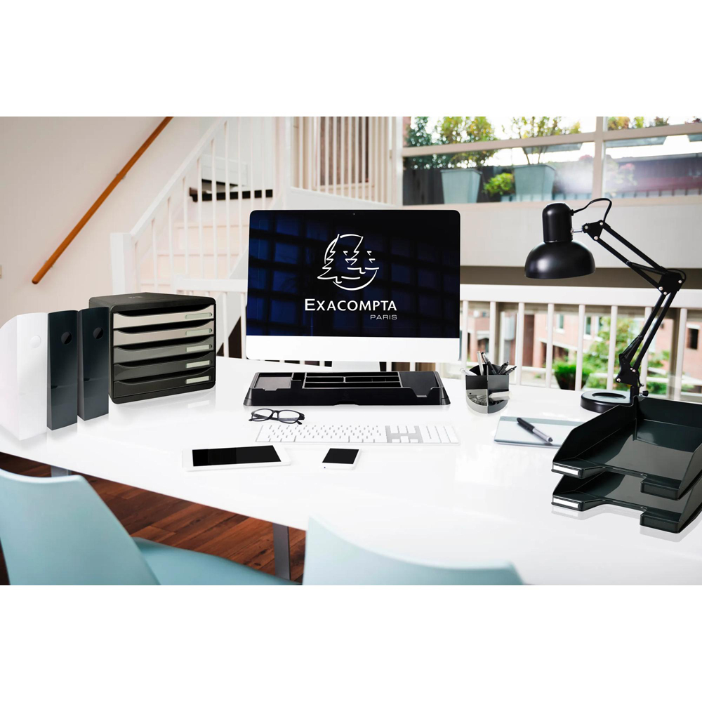 Exacompta EcoBlack A4 Black Recycled Letter Tray 6 Pack Image 7