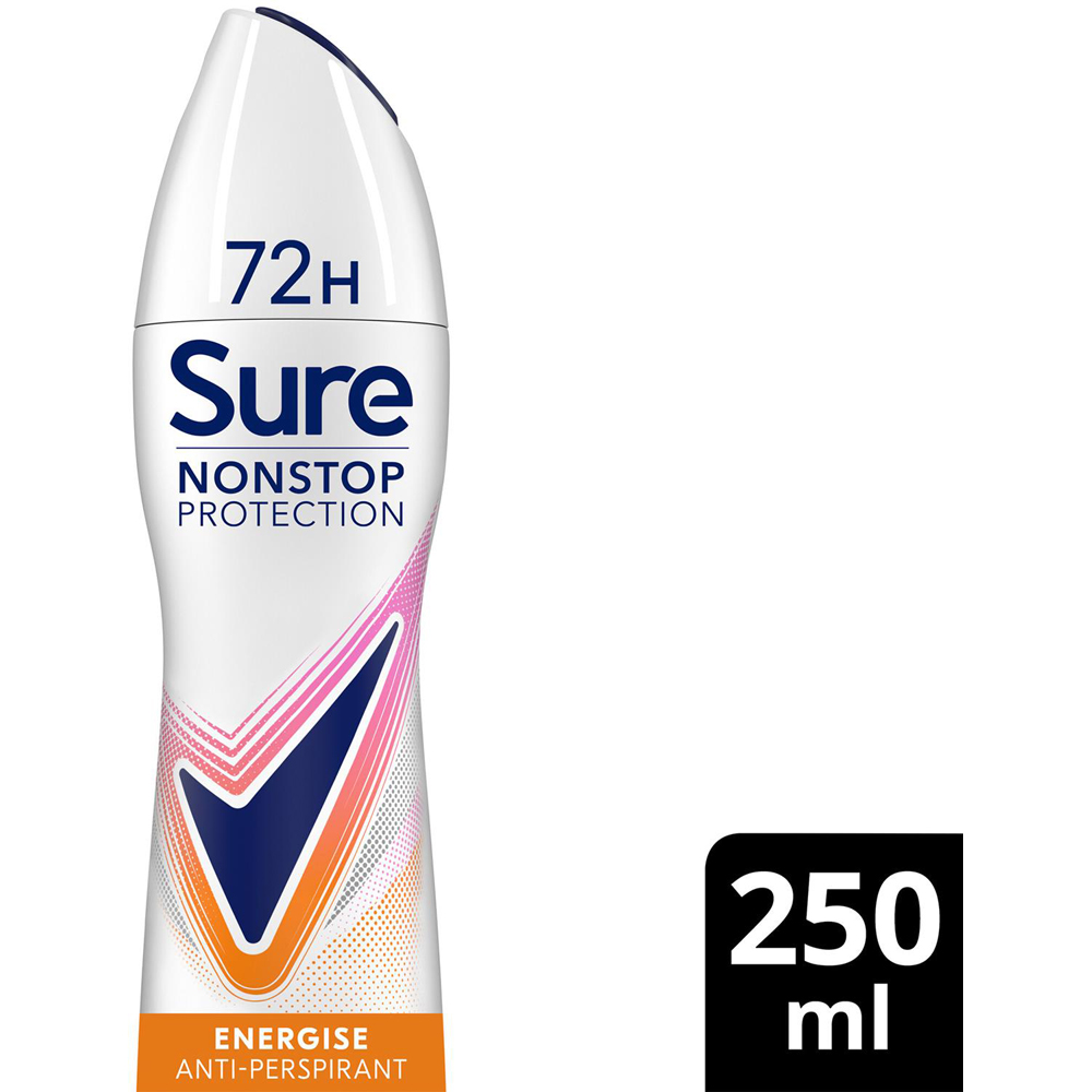 Sure Women 72H Non-Stop Protection Anti-Perspirant Energise Deodorant Spray 250ml 24 Pack Image 4