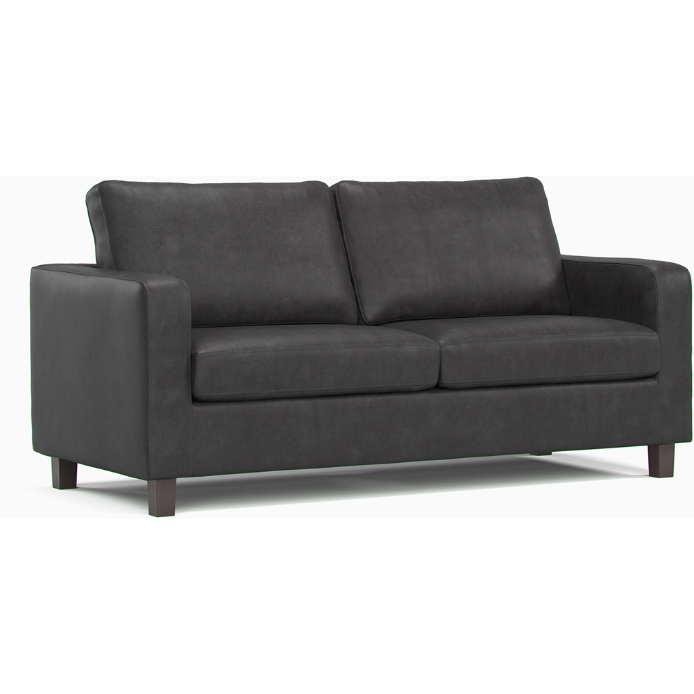 York 3 Seater Black Faux Leather Sofa Image 2