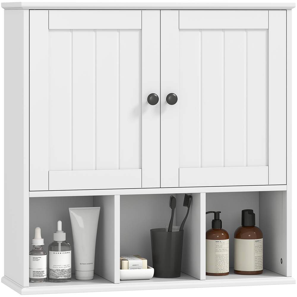 Portland 2 Door 3 Shelf White Wall-Mounted Bathroom Storage Cabinet Image 2