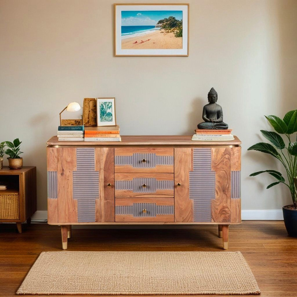 Brooklyn Wilton 2 Door 3 Drawer Acacia Wood Sideboard Image 6