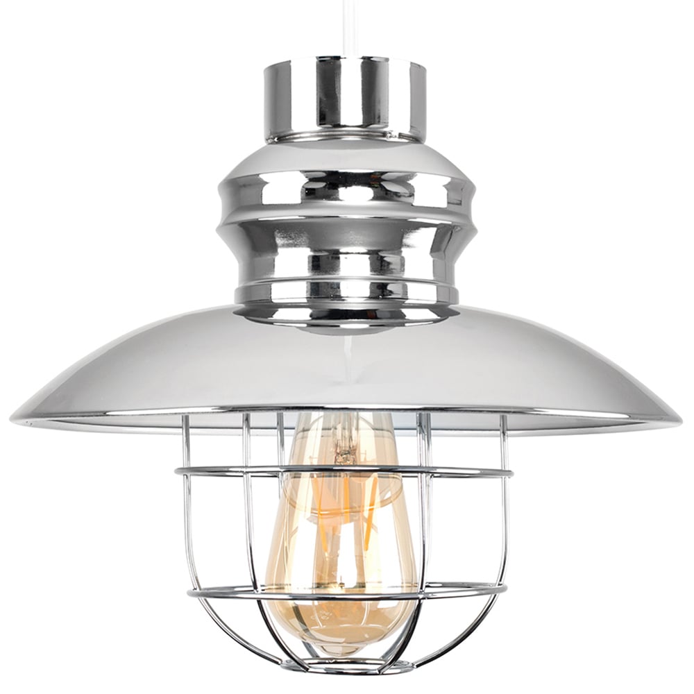 ValueLights Penglai Chrome Fishermans Basket Ceiling Pendant Lamp Shade Image 1