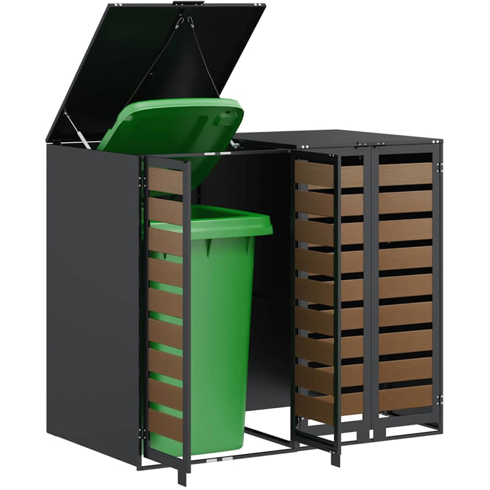 vidaXL Anthracite 2 Wheelie Bin Storage Shed with HDPE Door Image 3