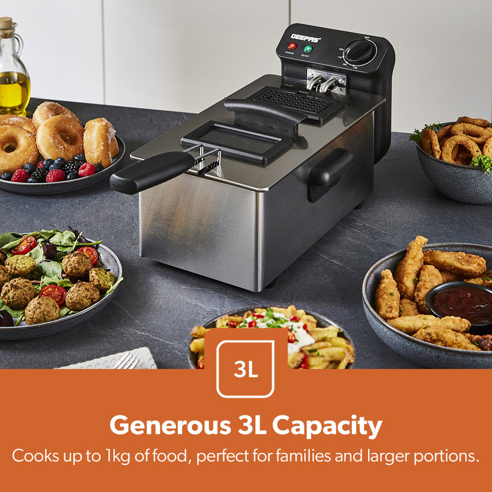 Geepas GDF36011UK Stainless Steel 3L Deep Fat Fryer 2100W Image 3