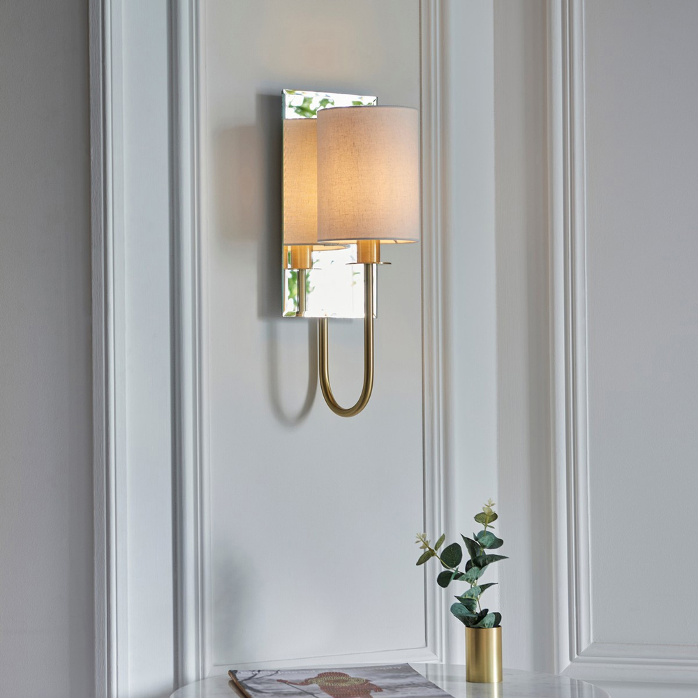 Merano Pisa Satin Brass and White Wall Lamp Image 6
