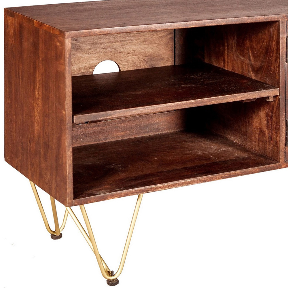 Brooklyn Ozella 2 Door 2 Shelf Dark Gold Plasma TV Unit Image 6