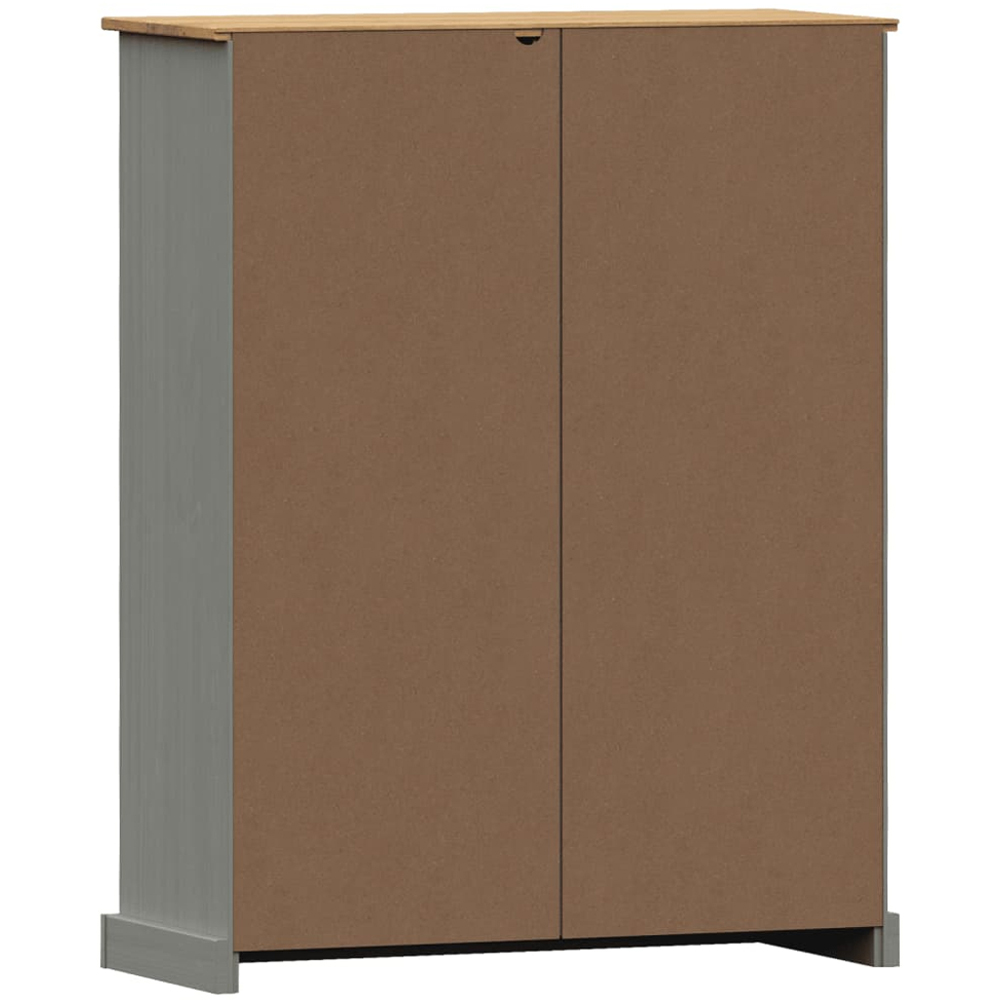 vidaXL 3 Door 3 Shelf Grey Pine Wood Bookcase Image 7
