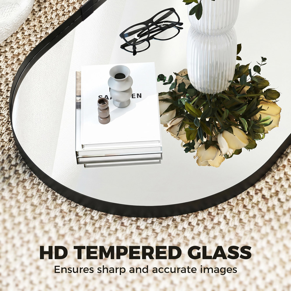 HOMCOM Black Wall Mirror with Elevated Aluminium Alloy Frame 60 x 90cm Image 5