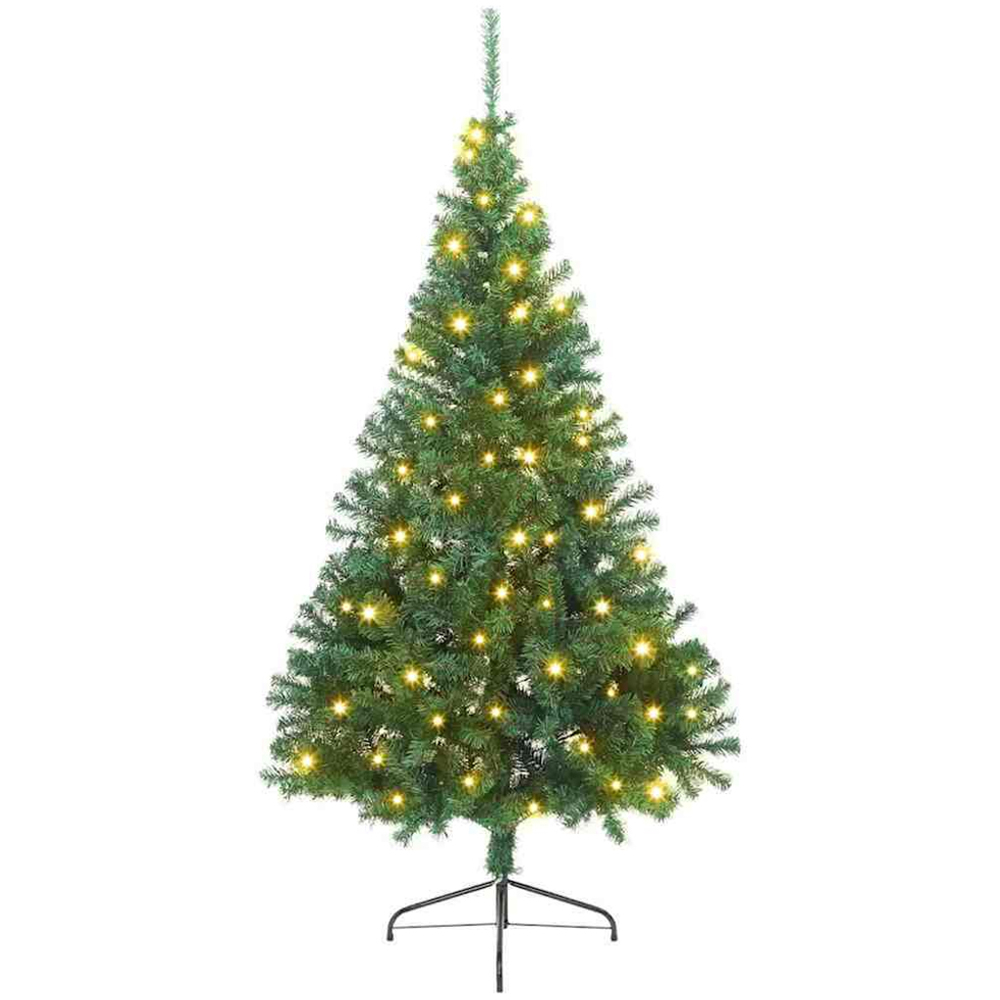 vidaXL Pre-Lit Green Artificial Christmas Tree 7ft Image 1