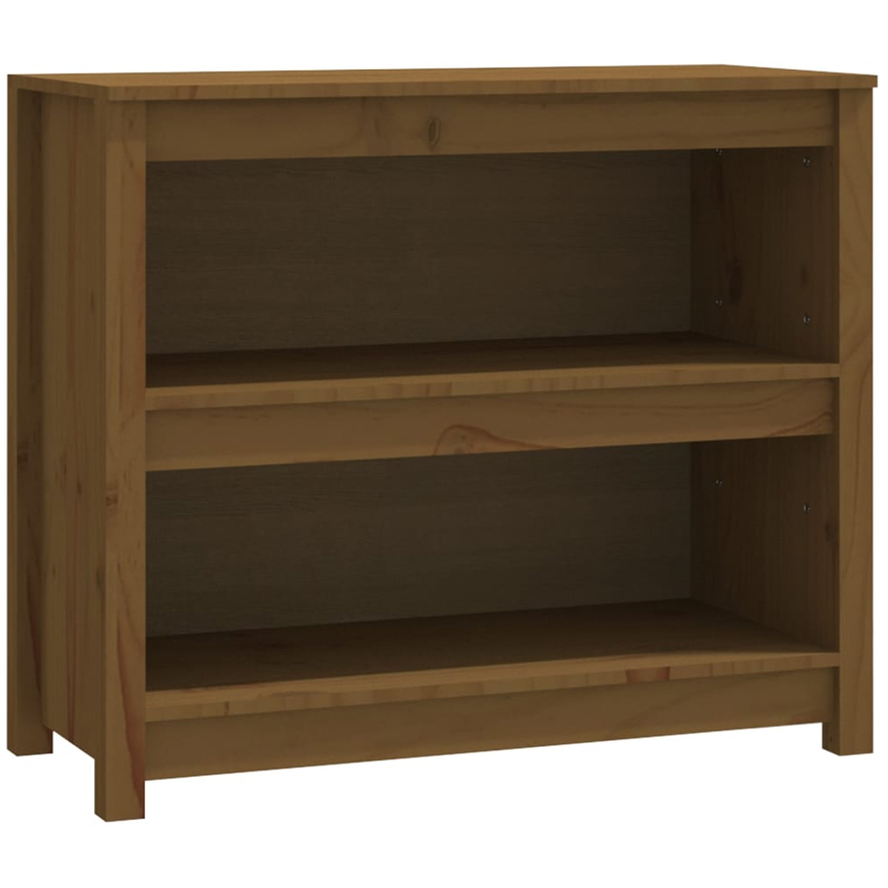 vidaXL 2 Shelf Honey Brown Solid Pine Wood Bookcase Image 2