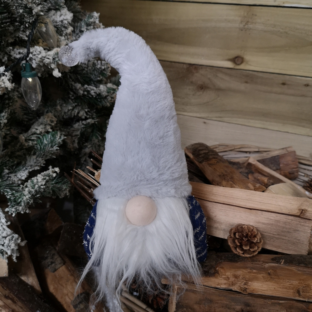 Samuel Alexander Blue and Grey Light Up Christmas Sitting Gonk with Hat Image 6