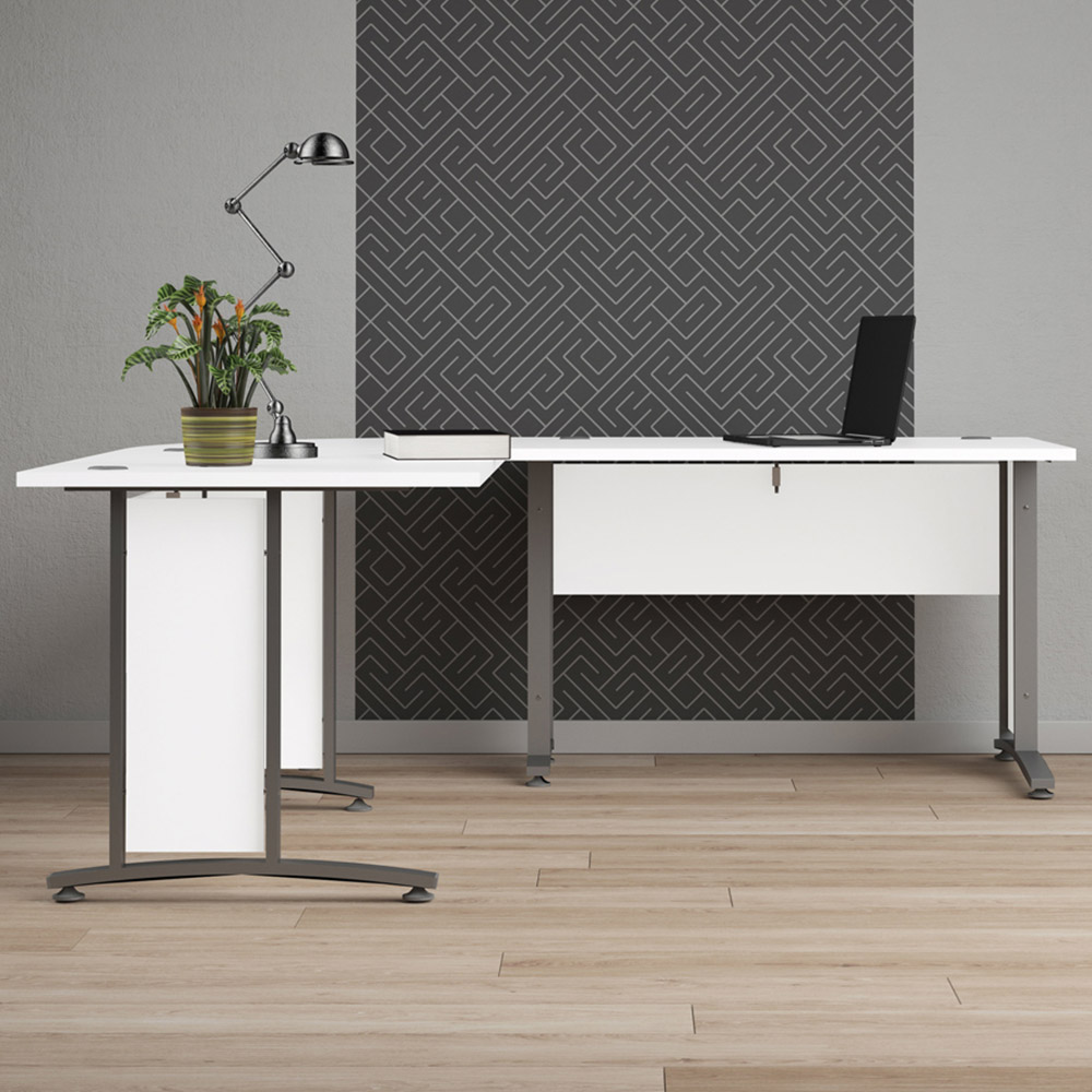 Florence Wooden and Steel 120cm Desk White and Silver Grey Image 7