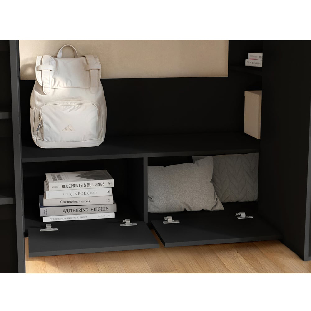 Flair Aspen Black Ribbed High Sleeper with Storage and Wardrobe Image 6