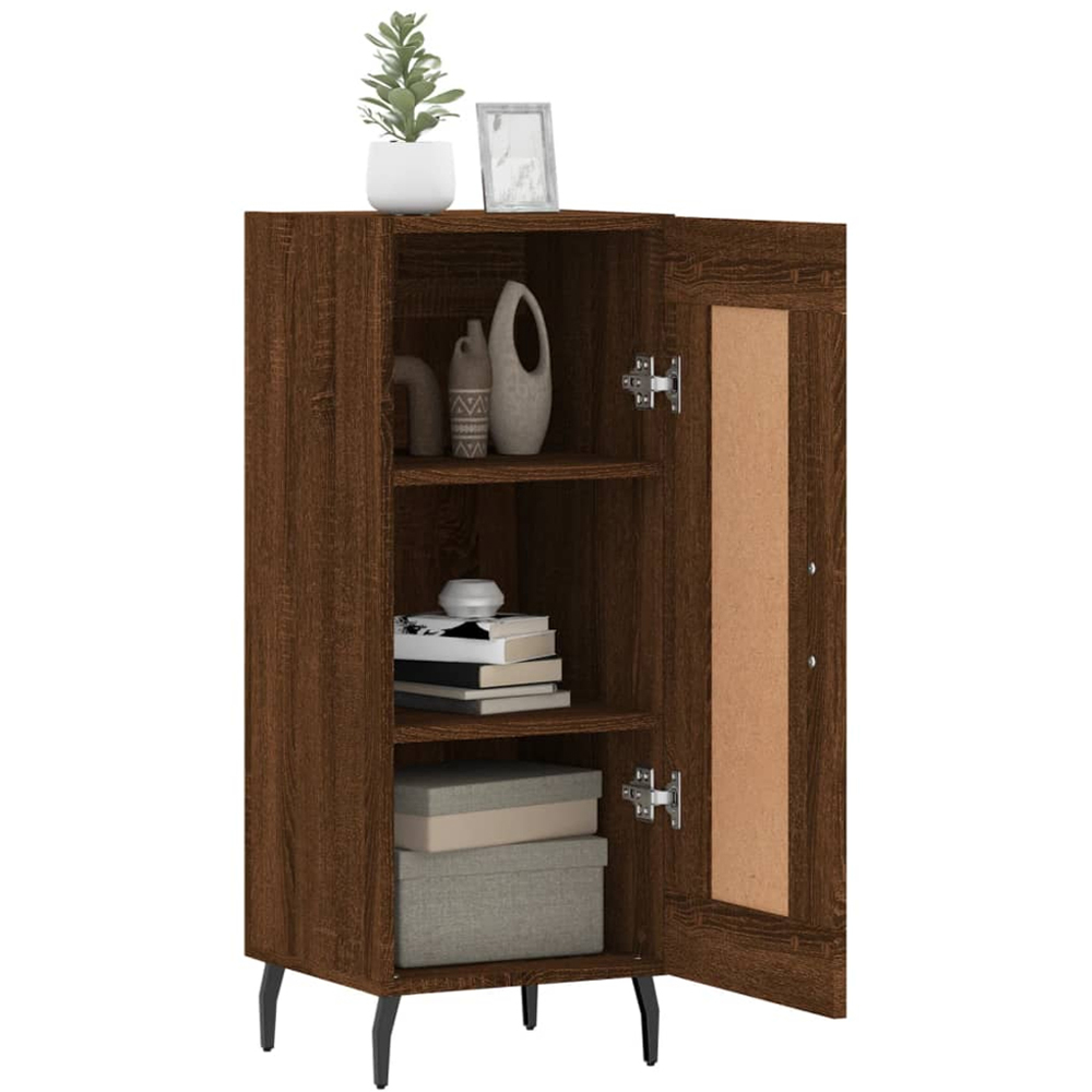 vidaXL Single Door Brown Oak Sideboard with Metal Legs Image 4
