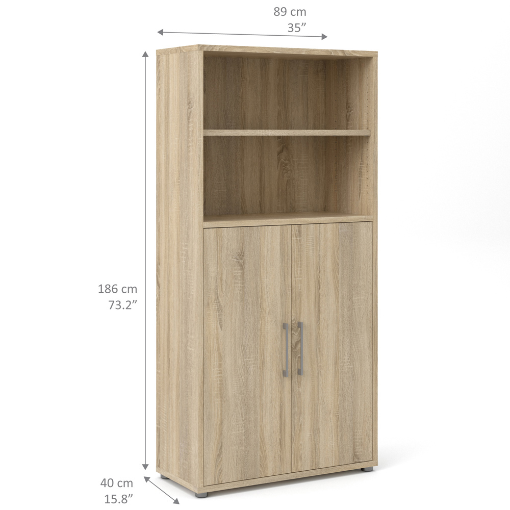 Florence 2 Door 3 Shelf Oak Bookcase Image 9