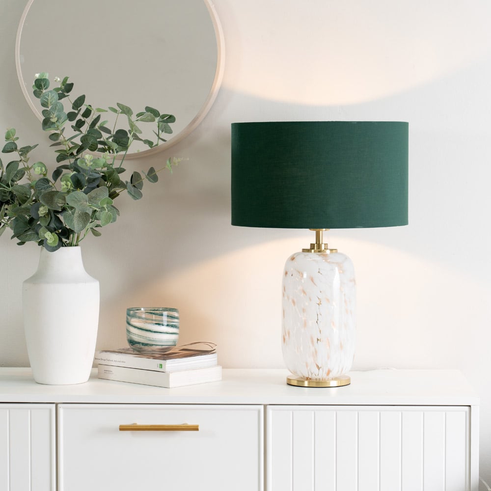 Value Lights India Green Shade White Confetti Glass LED Table Lamp Image 2