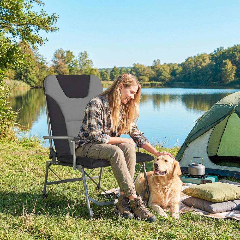 Outsunny Black Reclining Camping Chair Image 2