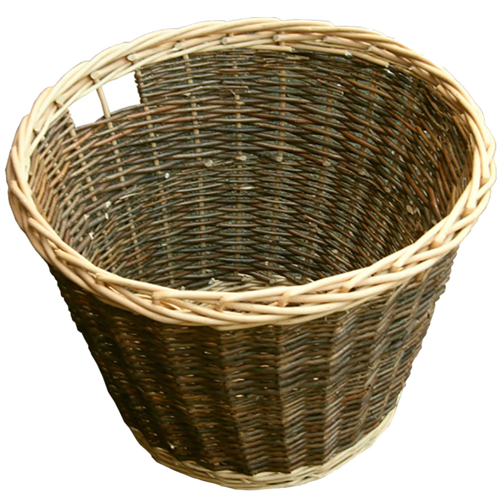Red Hamper Round Rustic Log Basket Image 1