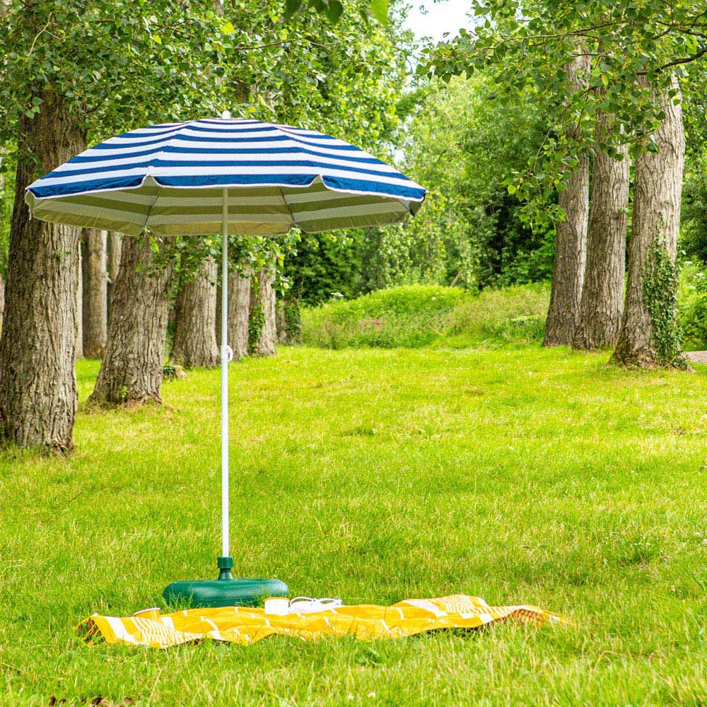 Harbour Housewares Blue Stripe Metal Beach Parasol 1.74 x 1.93m Image 2