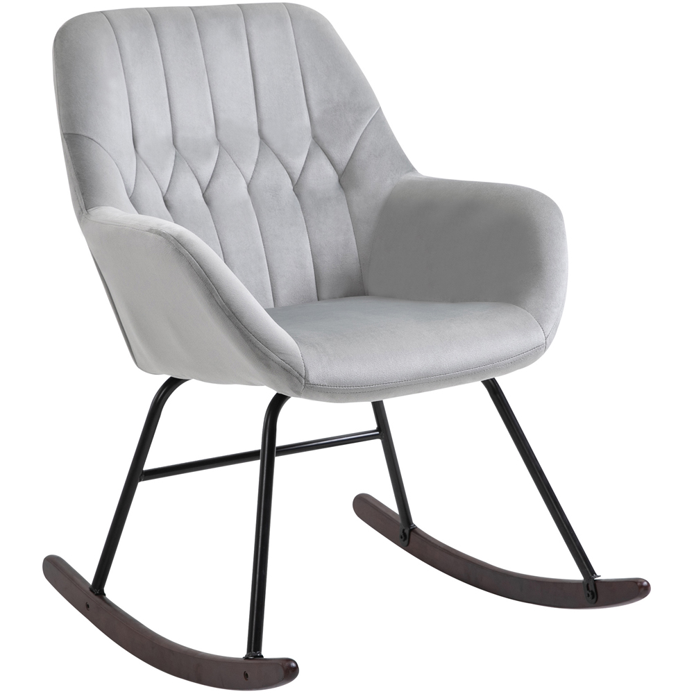 Portland Grey and Black Plush Rocking Chair Image 2
