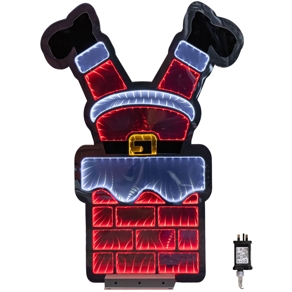Samuel Alexander Red and White LED Santa's Leg in Chimney Infinity Christmas Decoration 60cm Image 2