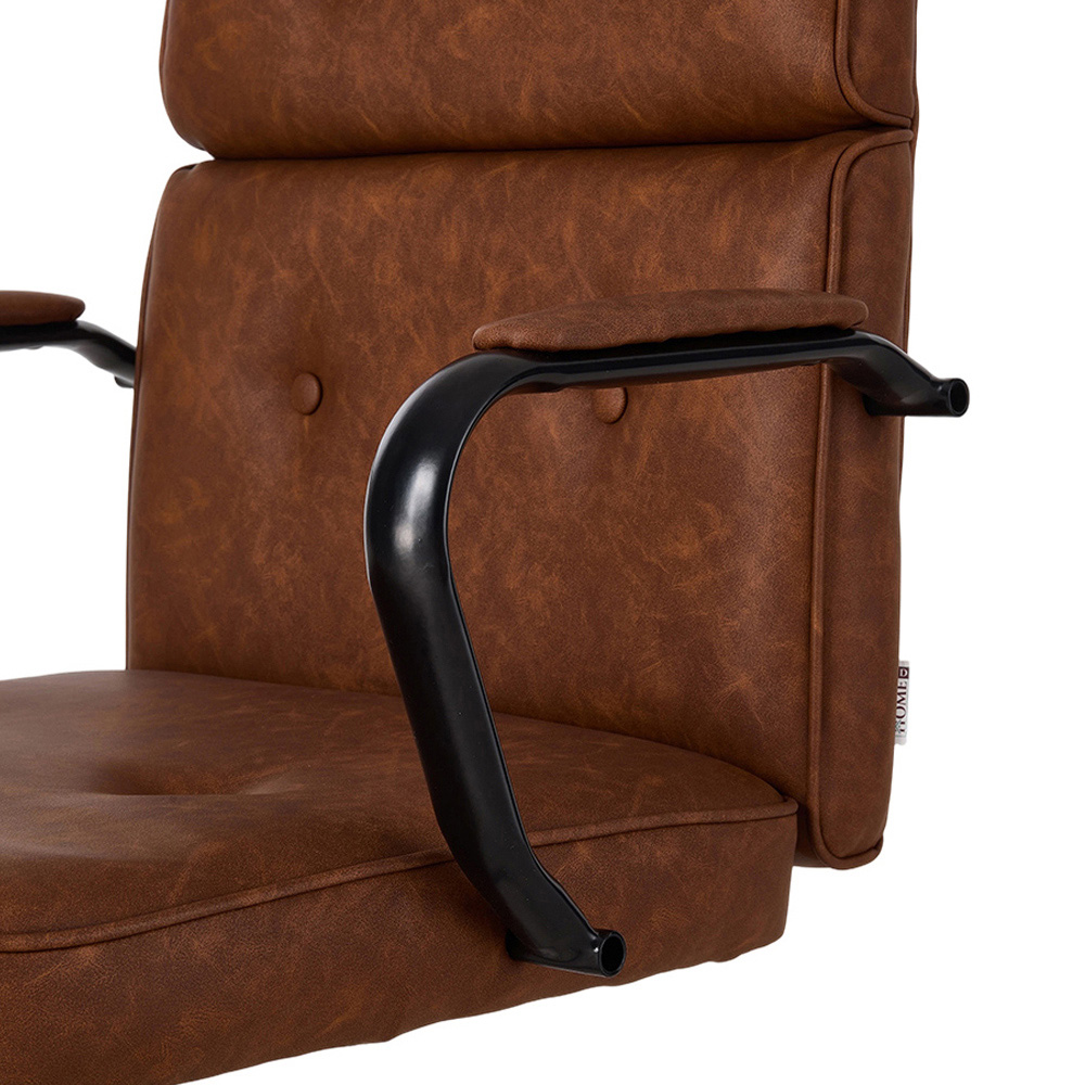 Living and Home Brown PU Leather Swivel and Adjustable Retro Office Chair Image 5