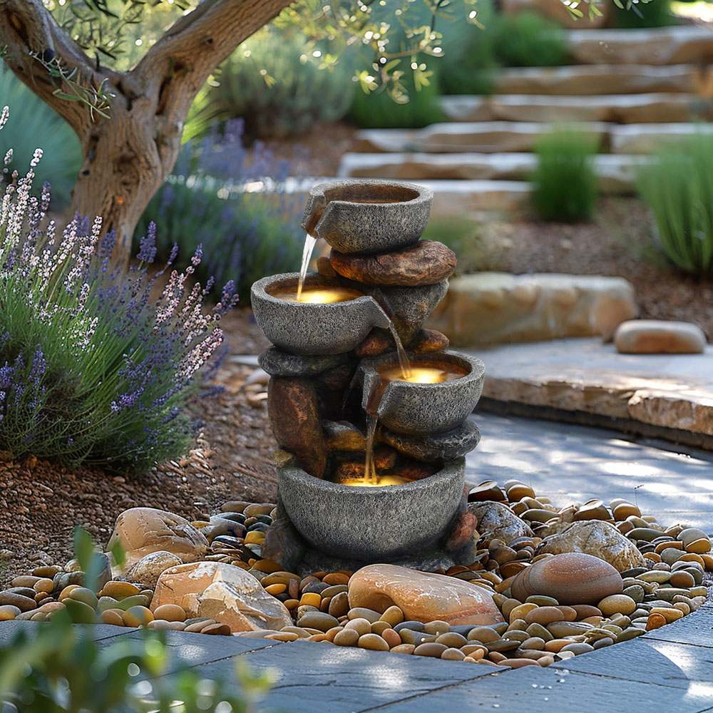 Charles Bentley Hybrid Rockery Cascading Bowls Water Feature Image 2