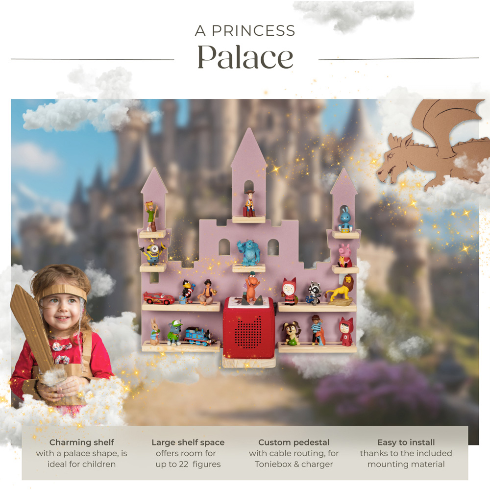 tectake 10 Shelf Pink Princess Palace Magnetic Floating Shelf Image 3