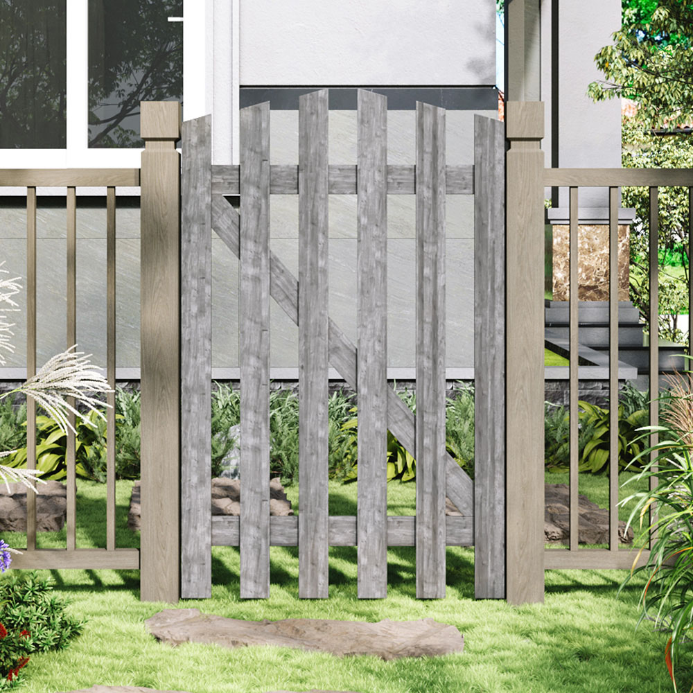 Outdoor Minimalist Grey Wooden Fence Gate 120 x 76 x 2.5cm Image 7