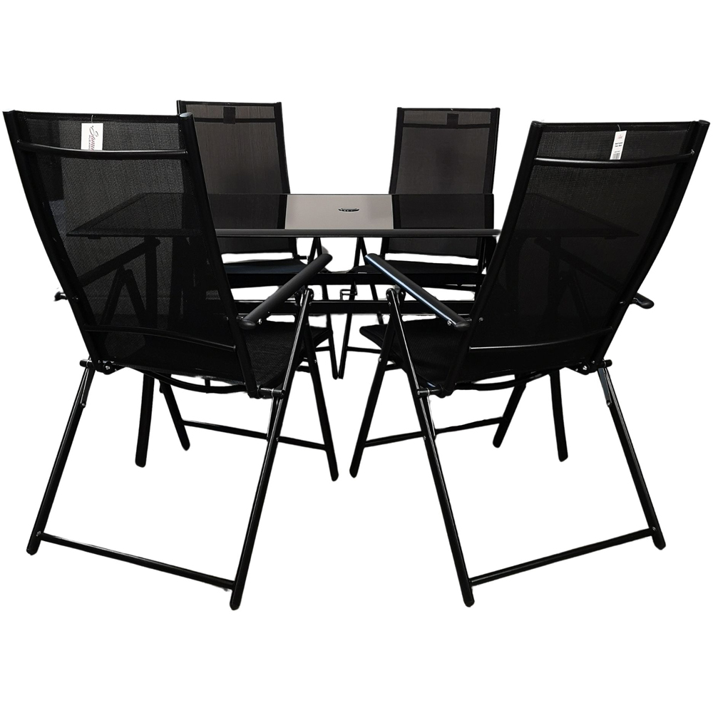 Samuel Alexander 4 Seater Rectangular Outdoor Recliner Dining Set Black Image 2